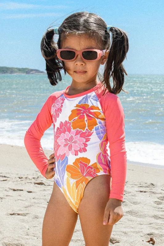Girls’ Joyful Garden Back Zip Long Sleeve Swimsuit sold by Cupshe