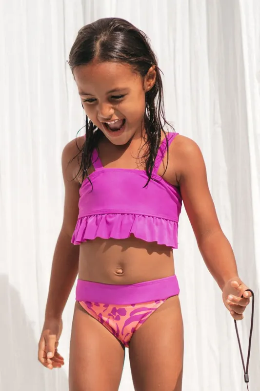 Girls’ Wild At Heart Ruffle Bandeau And Wide Band Hipster Set sold by Cupshe