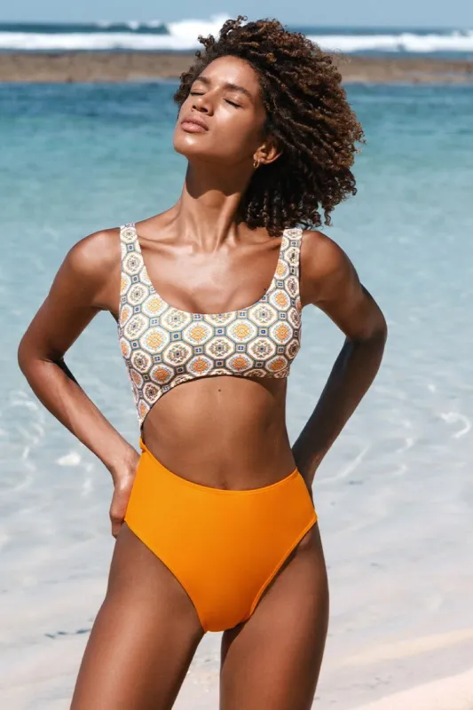 Aurelia Ethnic Print Scoop Neck One Piece Swimsuit sold by Cupshe