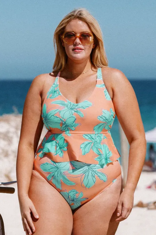 Blooming Flowers Mid Rise Tummy Control Plus Size Bikini Bottom sold by Cupshe