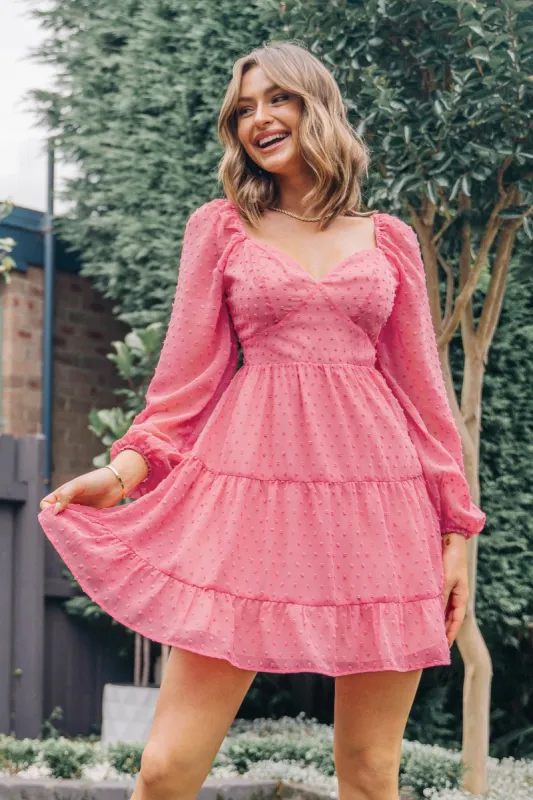 Bridgette V-neck Long Sleeve Ruffle Mini Dress sold by Cupshe