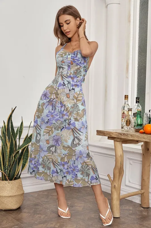 Miramar Floral Halter Neck Dress sold by Cupshe