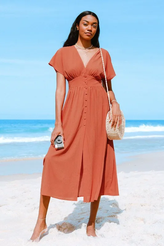 Aubriella Button Front Split Dress sold by Cupshe