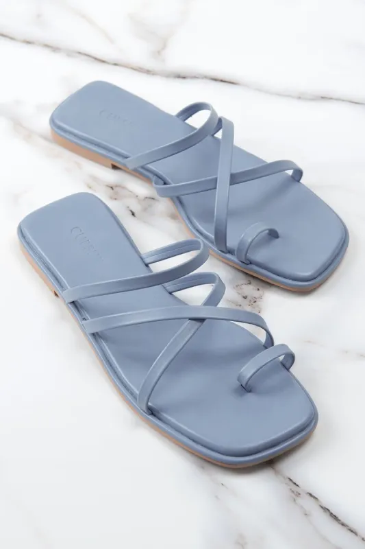 Cabana Party Blue Strappy Thong Sandals sold by Cupshe