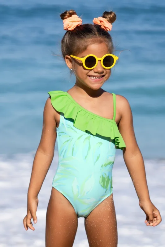 Girls Magic Leaf Ruffled One Piece Swimsuit sold by Cupshe