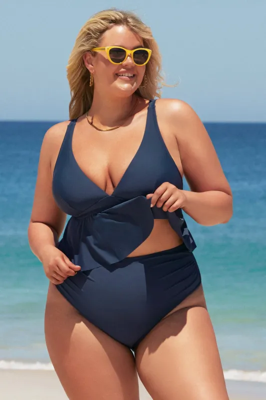 Release Happiness Shirred High Waist Plus Size Bikini Bottoms sold by Cupshe