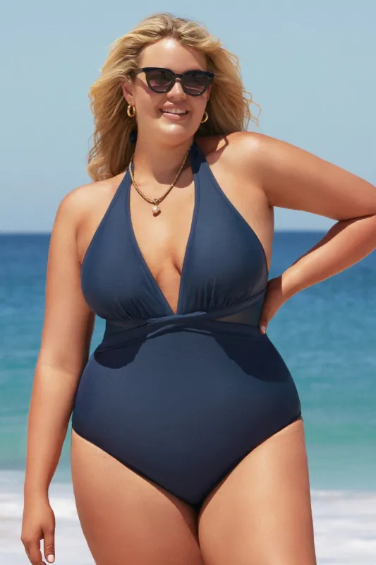 Release Happiness Wrapped Halter Plus Size One Piece Swimsuit sold by Cupshe