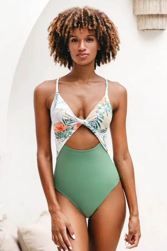 Willow Tropical Twist Colorblock One Piece Swimsuit sold by Cupshe