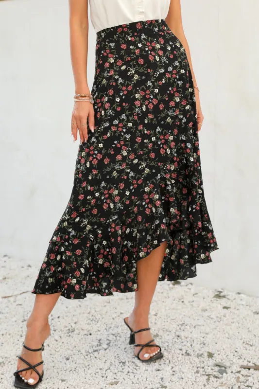 Hayden Belted Ditsy Floral Midi Skirt sold by Cupshe