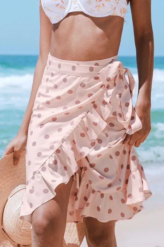 Annette Polka Dot Ruffle Tie Side Beach Skirt sold by Cupshe