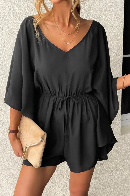 Warm EmbraceAngel Sleeve Drawstring Romper sold by Cupshe