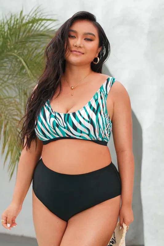 Amiyah Zebra Print Cut Out Plus Size Bikini Top sold by Cupshe