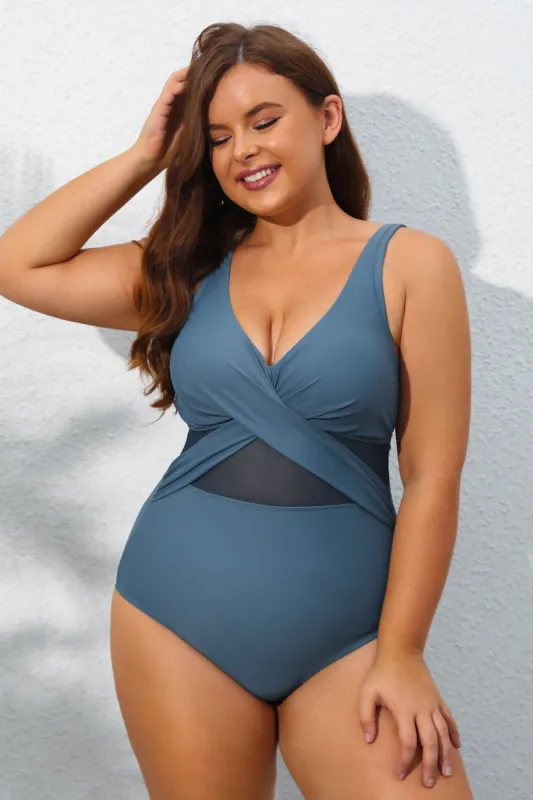 Release Happiness Mesh Wrap Front Plus Size One Piece Swimsuit sold by Cupshe