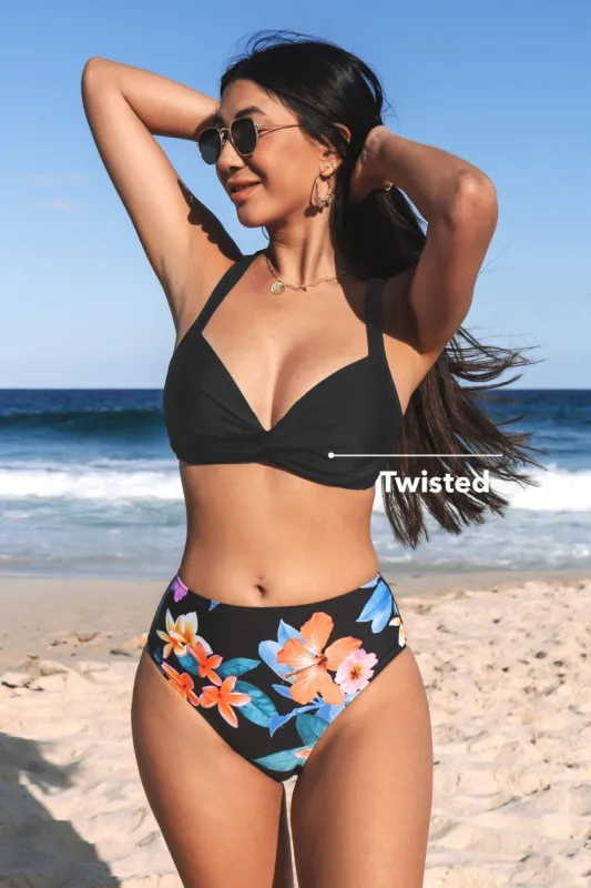 Exotic Tropical Night Push-Up Bra & High Waist Bikini Set sold by Cupshe