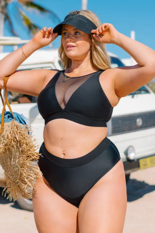 Braelyn Black High Waisted Black Plus Size Bikini Bottom sold by Cupshe
