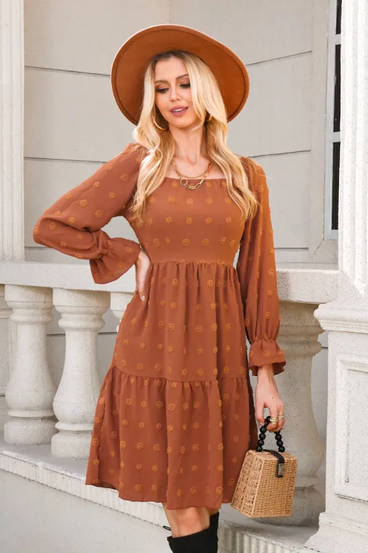 Sugar Rush Clip Dot Smocked A-Line Dress sold by Cupshe