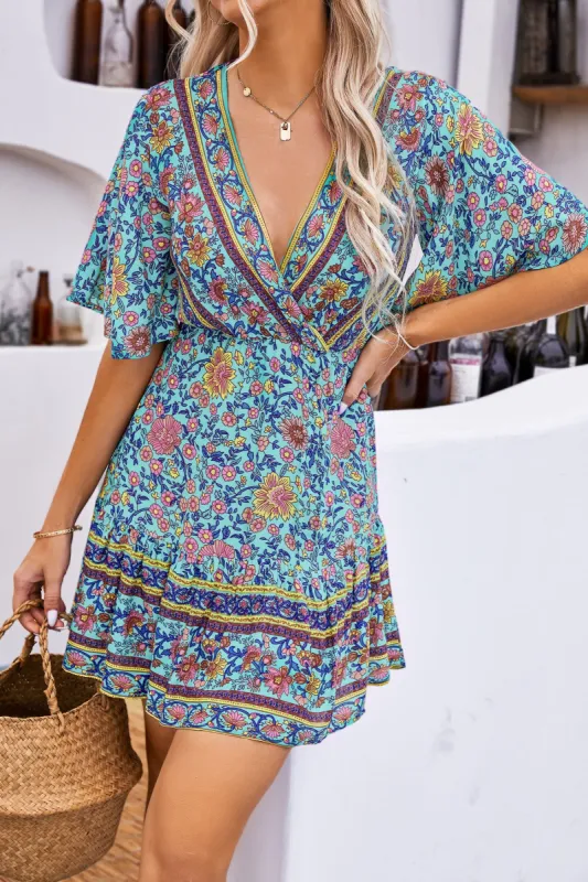 Gertie Elastic Waist V-Neck Boho A-Shape Dress sold by Cupshe
