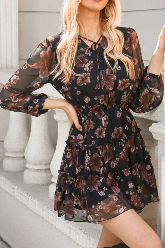 Ressie Floral Print Chiffon Dress sold by Cupshe