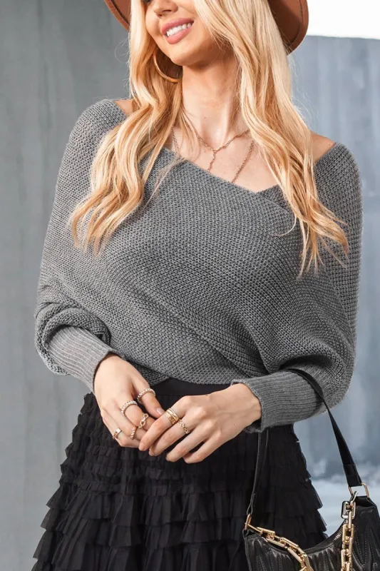 Leatrice Chunky Knit Off-the-Shoulder Sweater sold by Cupshe