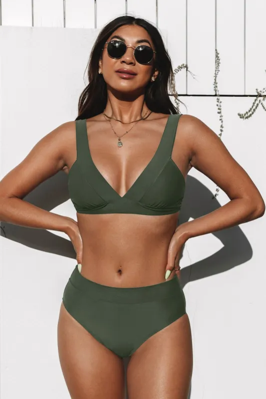 Banded Bralette and Wide Band High Waist Bikini Set sold by Cupshe
