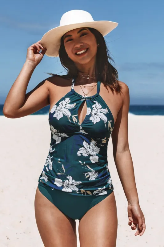 Charmed Romance Keyhole Tankini & High Waist Bikini Bottom Set made by Cupshe