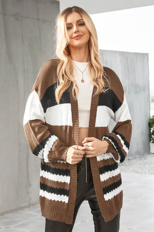 Laverne Striped Puff Sleeve Cardigan sold by Cupshe