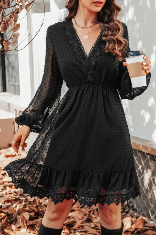 Nettie Clip Dot Lace Mini Dress sold by Cupshe