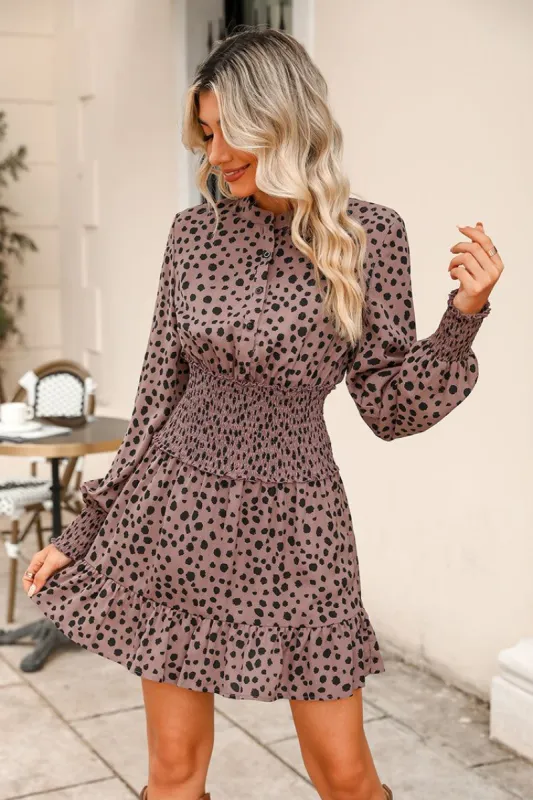 Georgette Cheetah Print Smocked Mini Dress sold by Cupshe