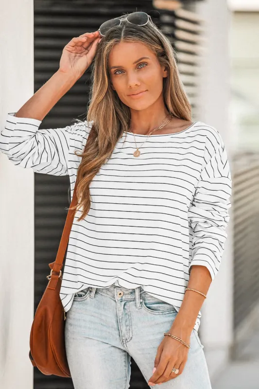 Elvan Round Neck Striped Tee sold by Cupshe