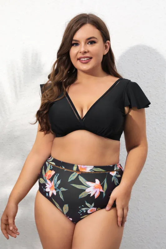 Cap Sleeve Top & High Waist Plus Size Bikini Set sold by Cupshe