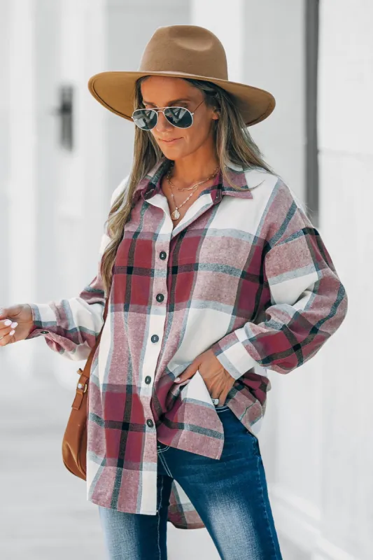 Ellis Plaid Button-Front Shirt sold by Cupshe