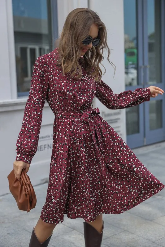 Graci Belted Leopard Print A-Line Dress made by Cupshe