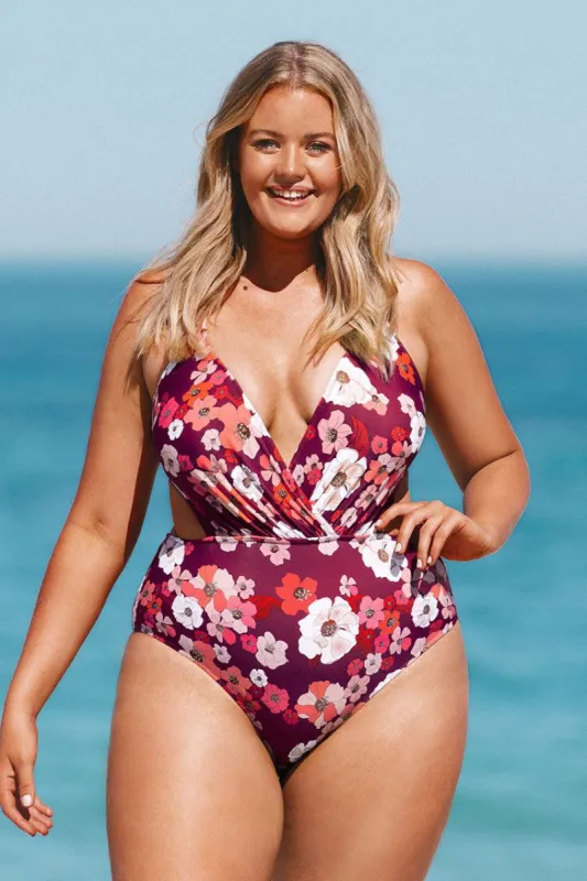 Olivia Floral Cutout Plus Size One Piece Swimsuit sold by Cupshe