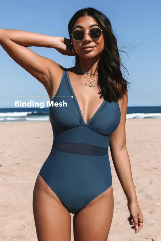 Tempest Plunge Binding Mesh One Piece Swimsuit sold by Cupshe
