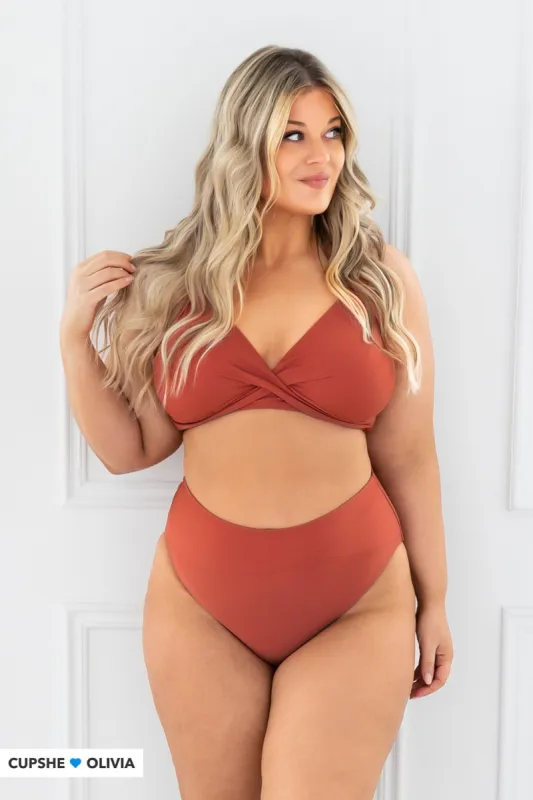 Marsala Twist High Waisted Bikini sold by Cupshe