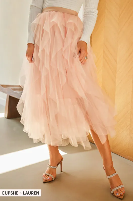 Tis' The SZN Tiered Tulle Mesh Skirt sold by Cupshe