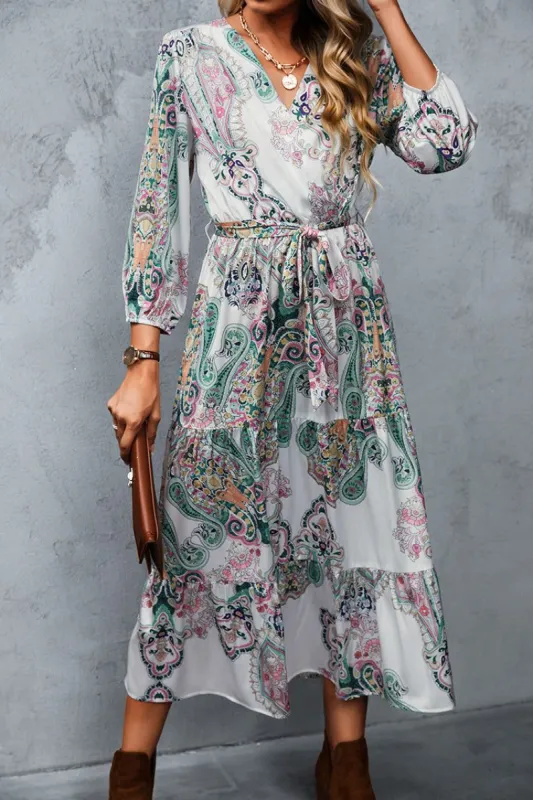 Jerilyn Belted Paisley Maxi Dress sold by Cupshe
