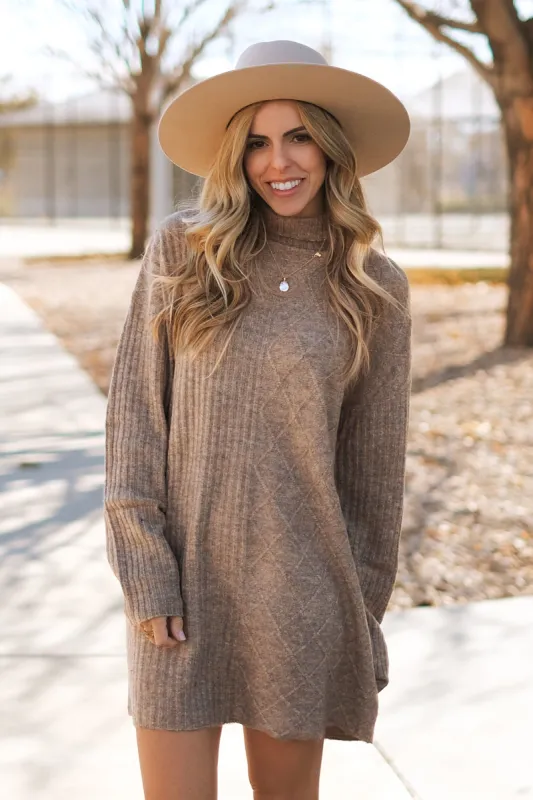 Lourdes High Neck Long Sleeve Sweater Dress made by Cupshe