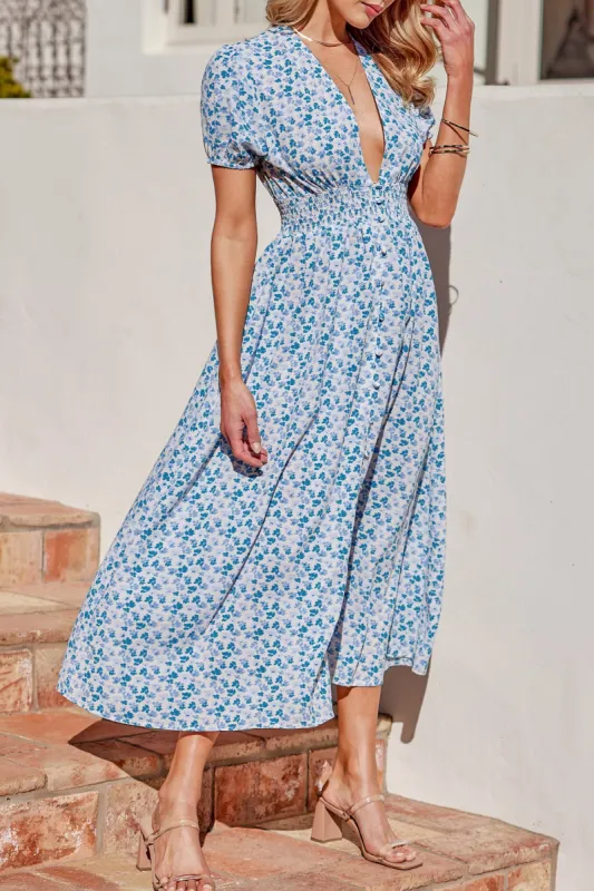 Yellowstone Floral Print Button-Front Dress sold by Cupshe