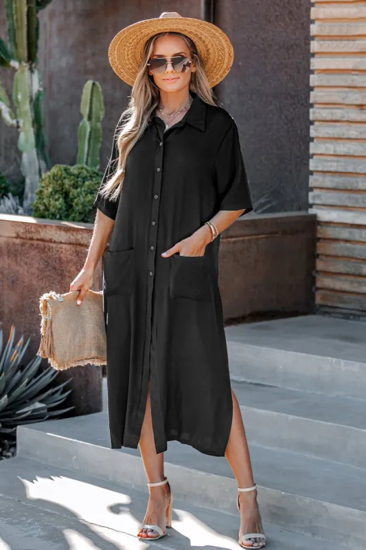 Love Story Button Cover-Up Shirt Dress sold by Cupshe