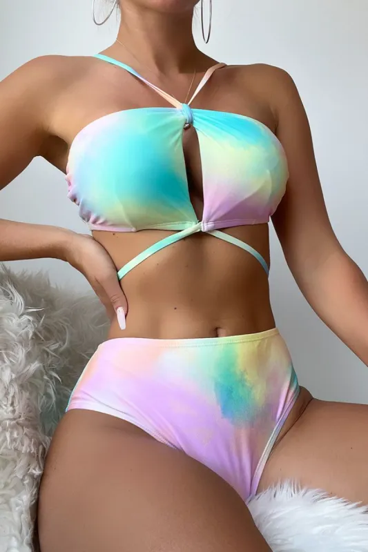 Arizona Road Trip Wrap Bralette & Mid Rise Bikini Set sold by Cupshe