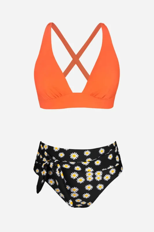 Back Tie Belted and High Waist Bikini Set sold by Cupshe
