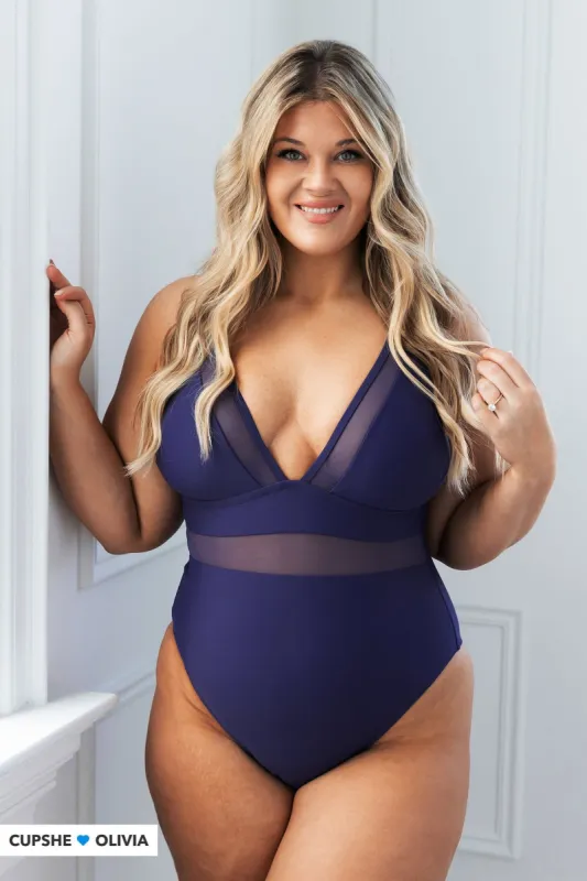 Summer Dreaming Plunge Mesh Plus Size One Piece Swimsuit sold by Cupshe