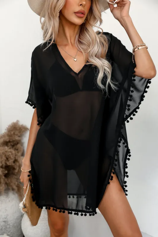 By My Side Pom Pom Swim Cover-Up Top sold by Cupshe