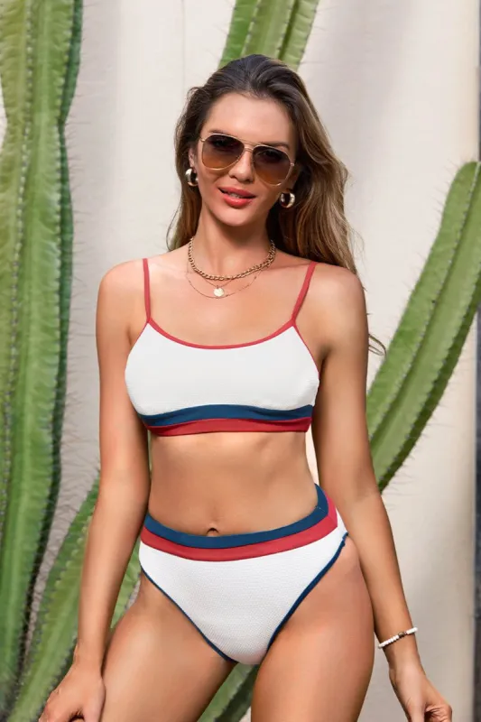 4th of July Poolside Pique Banded Cheeky High Waist Bikini Bottoms sold by Cupshe