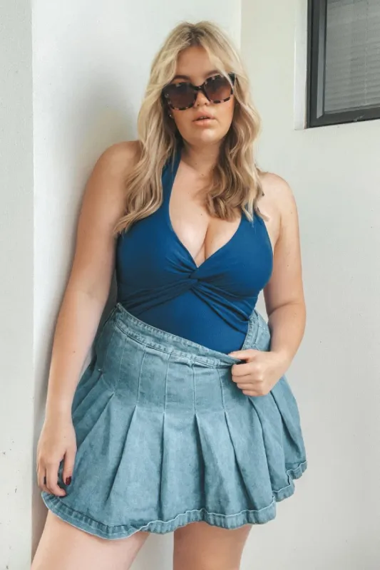 Portofino Escape Twist Front Halter Plus Size One Piece Swimsuit sold by Cupshe