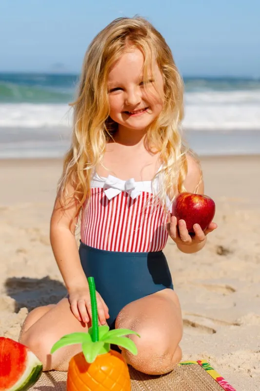 4th of July Sea Shore Stripe Bow One Piece Swimsuit For Girls sold by Cupshe