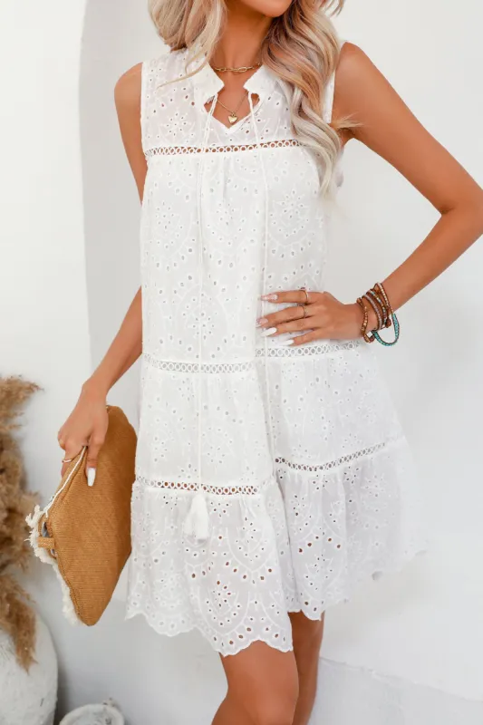 Julianne Eyelet Lace Mini Dress sold by Cupshe