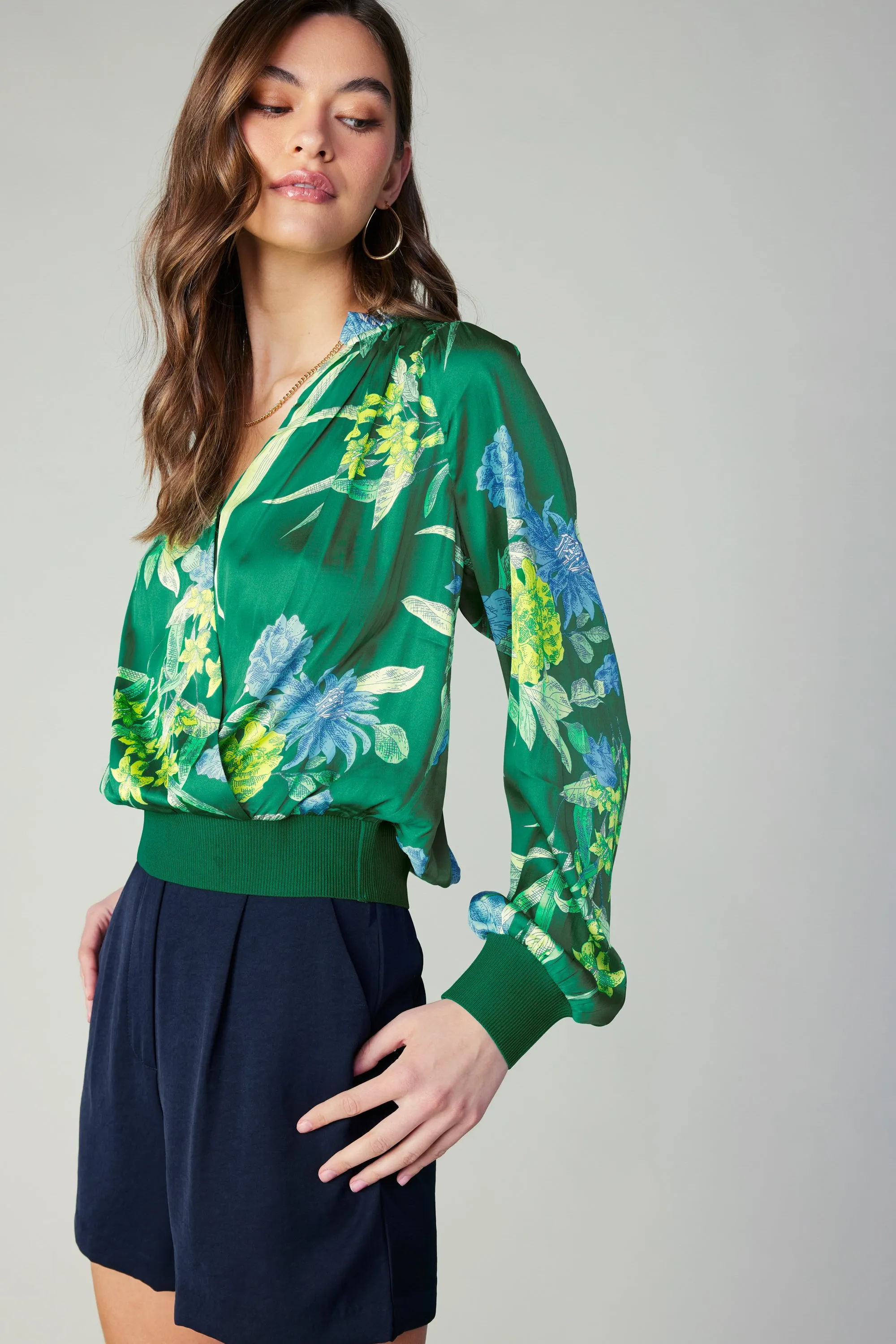Floral Print Surplice Blouse sold by Current Air product image thumbnail 4