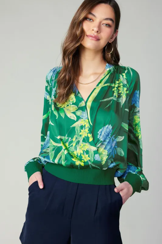 Floral Print Surplice Blouse sold by Current Air